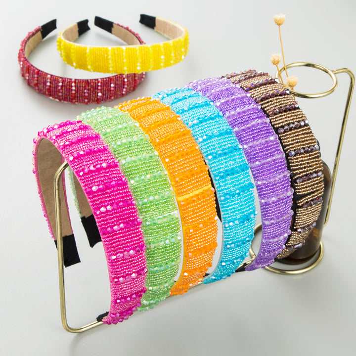 Beaded Headband for Face Washing & Bright Colorful Style
