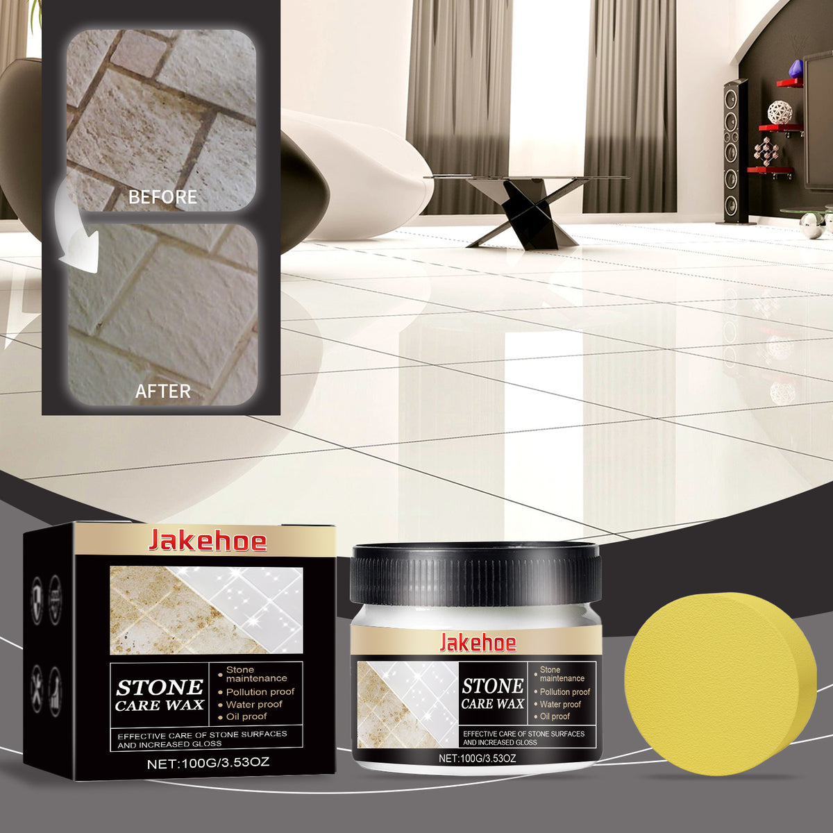 Stone Care Wax for Stain Removal, Shine & Protection