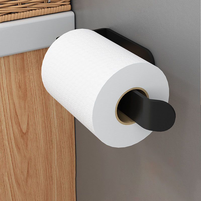 Wall-Mounted Cling Film Holder, Punch-Free Black Aluminum