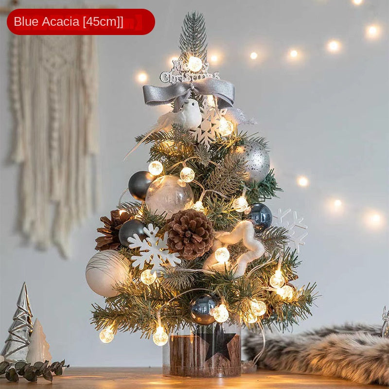 Mini Blue Christmas Tree Decoration | Lit Desk Tree