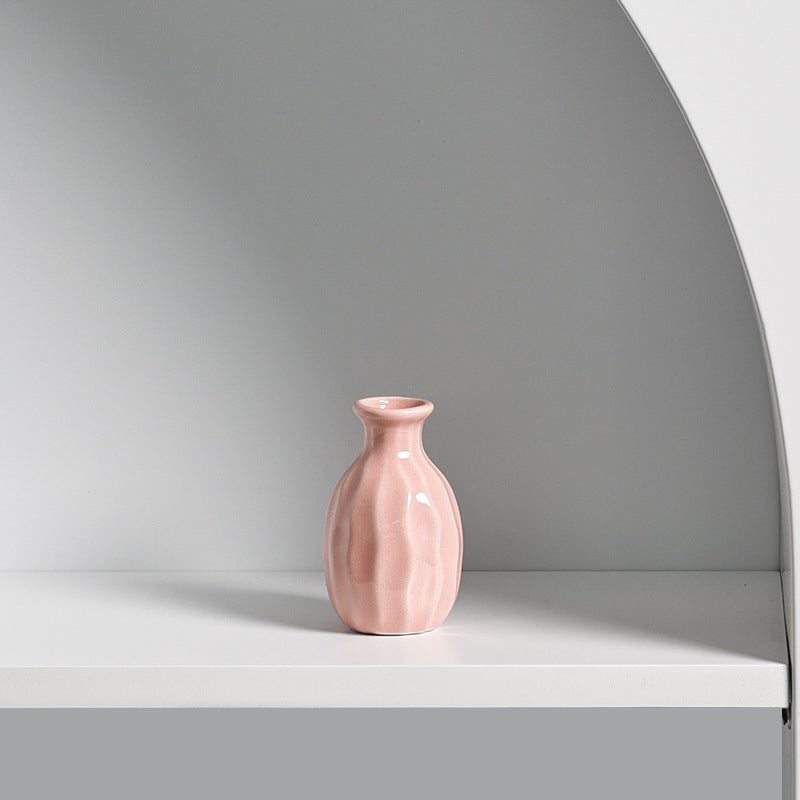 Pastel Glazed Ceramic Mini Vase for Small Spaces Decor