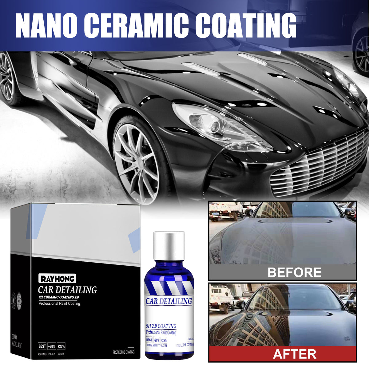 Nano Ceramic Car Coating for Glossy, Hydrophobic Paint