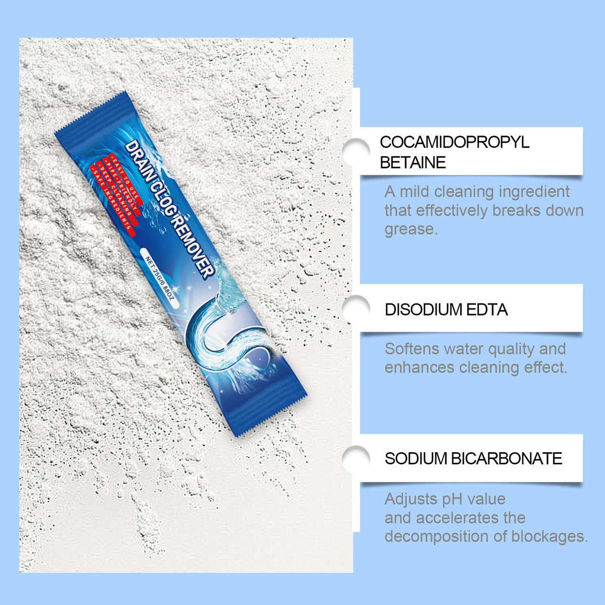 Drain Clog Remover Powder With 8 Pre-Measured Sachets