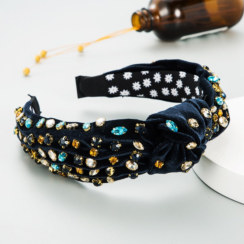 Velvet Rhinestone Headband for Glamorous Party Styling