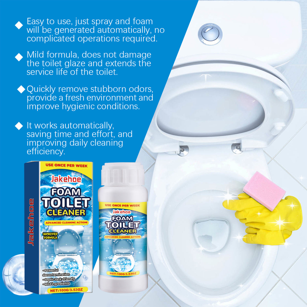 Foam Toilet Cleaner for Weekly Stain & Odor Control