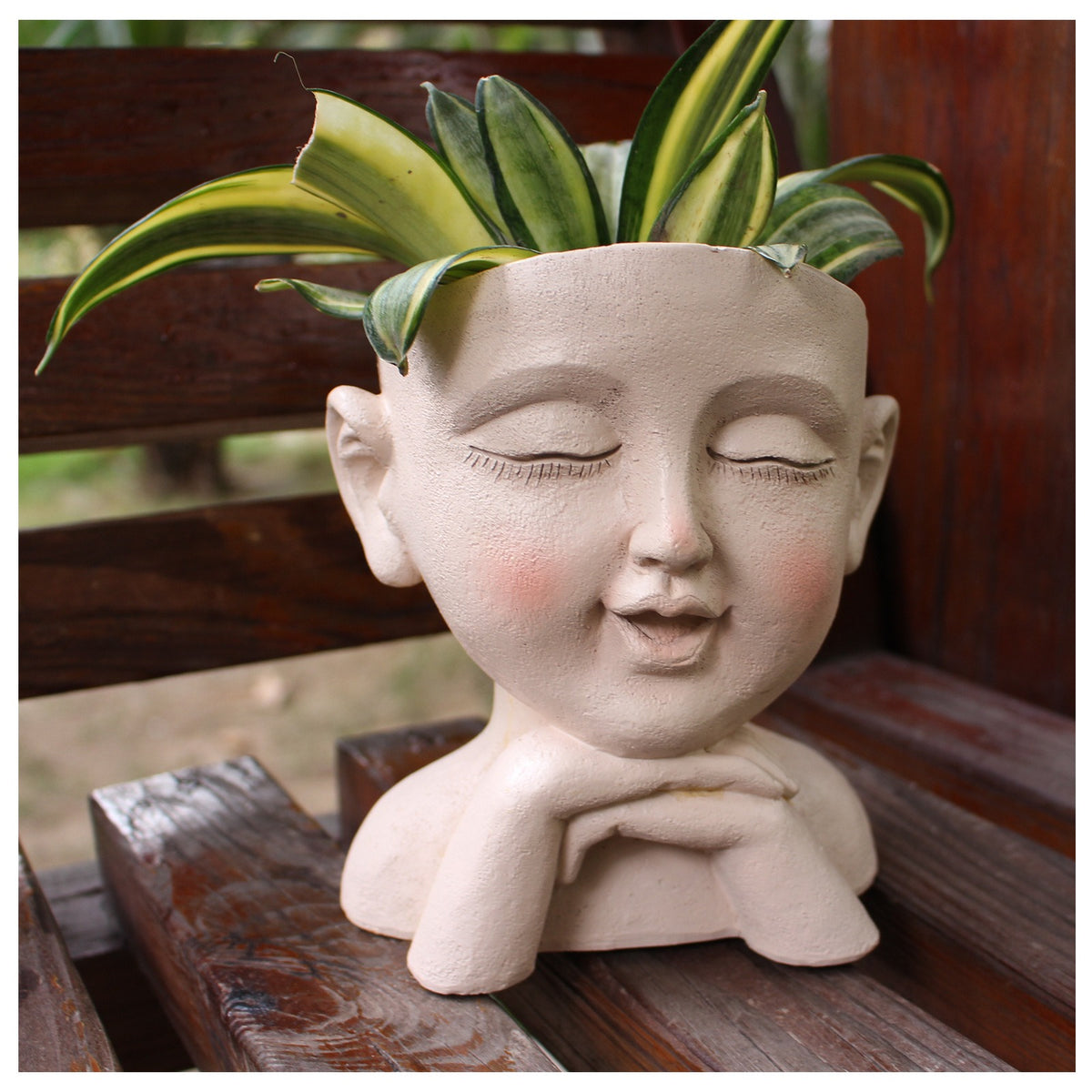 Resin Face Planter Pot for Succulents and Desk Decor