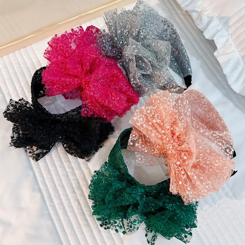 Oversized Floral Lace Bow Headband for Instant Style