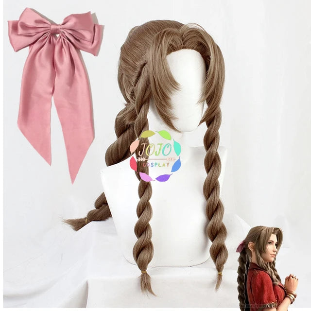 Aerith Cosplay Wig With Long Braids for Conventions