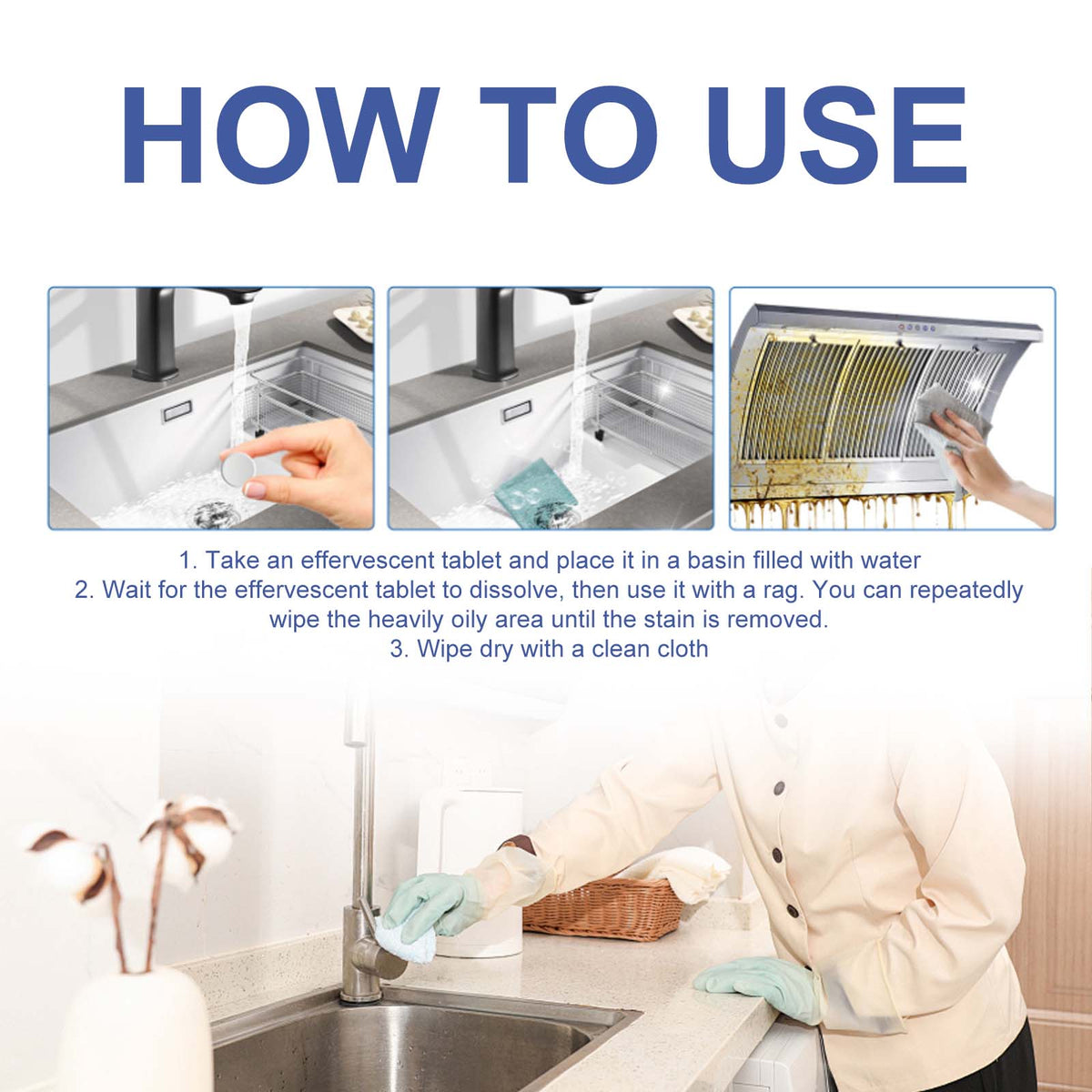 Kitchen Cleaning Tablets for Stubborn Grease & Oil