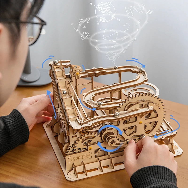 Wooden Marble Run Kit for Screen-Free Building Fun