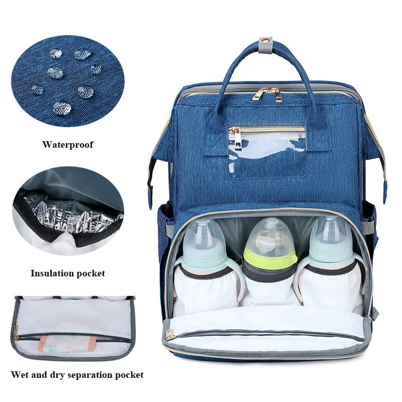 USB Diaper Bag Backpack With Changing Mat And Large Storage