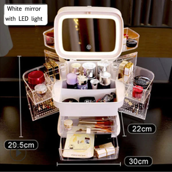 LED Makeup Mirror with Storage — Flawless Lighting & Tidy