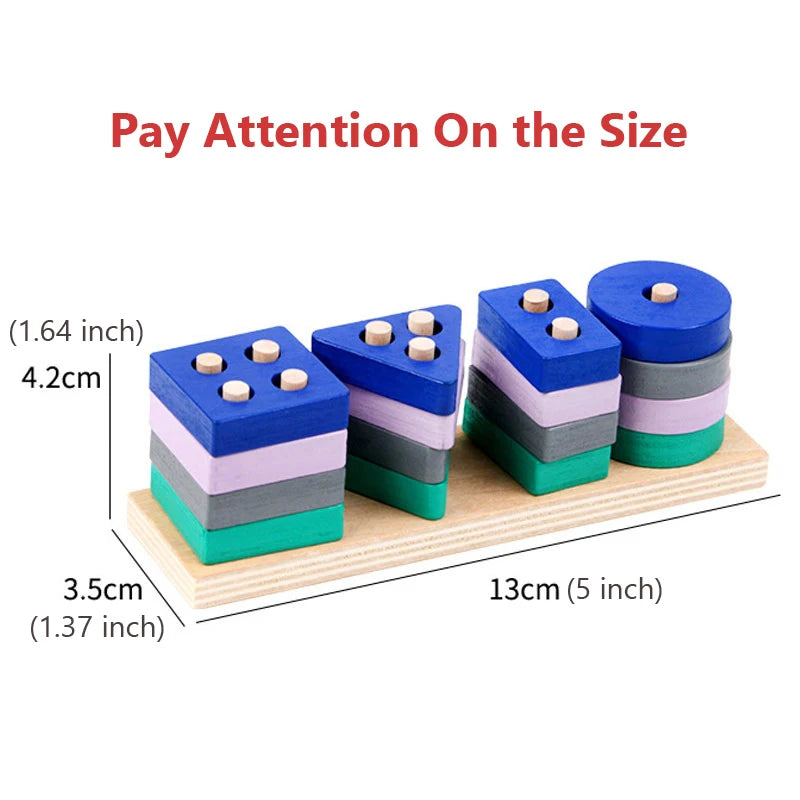 Wooden Montessori Building Blocks for Shape Learning
