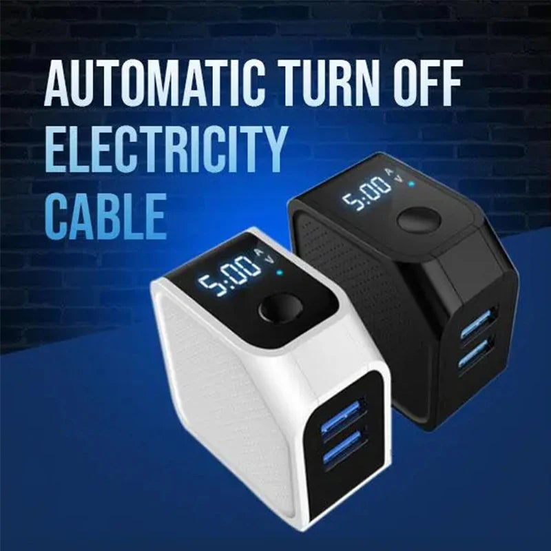 LED Display Fast Charger with Dual USB & Auto-Off