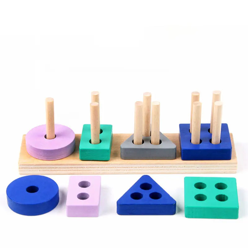 Wooden Montessori Building Blocks for Shape Learning