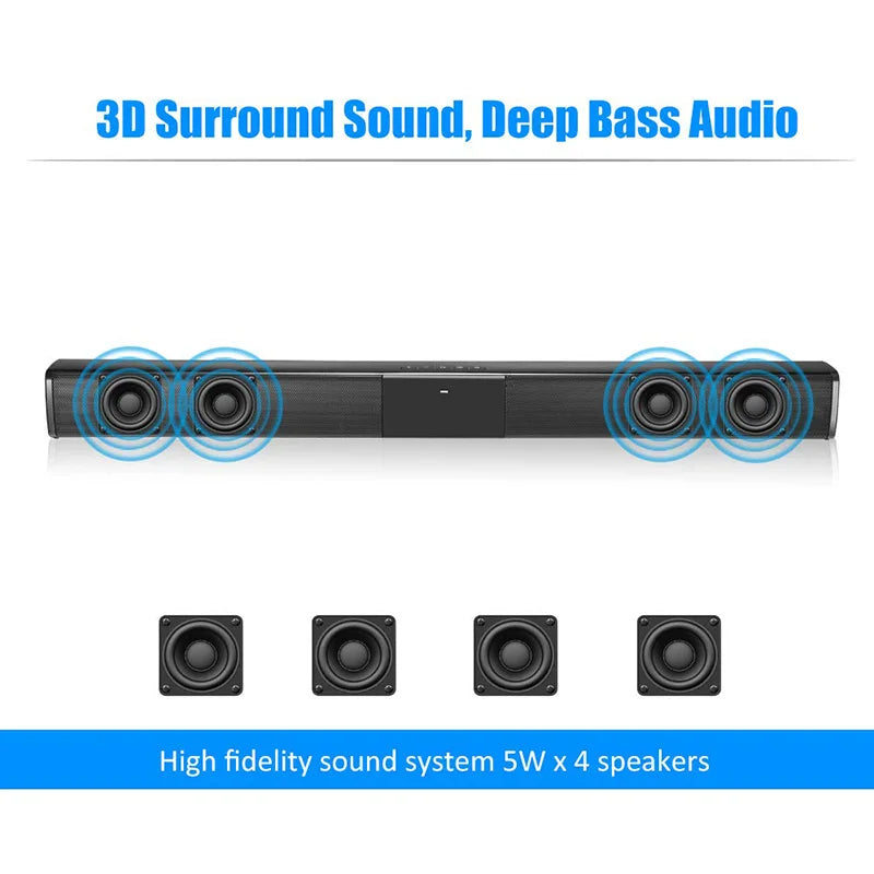 20W TV Sound Bar — Wireless Bluetooth Home Theater Sound