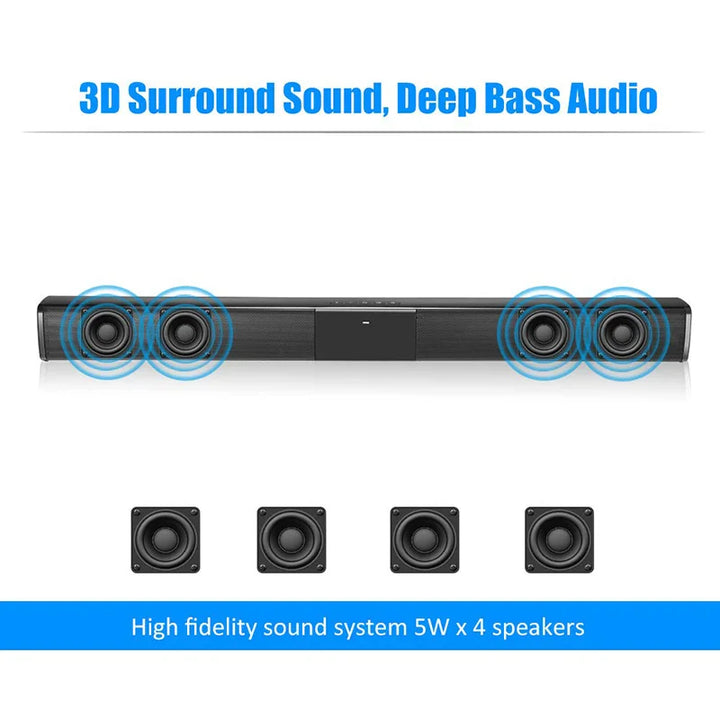 20W TV Sound Bar — Wireless Bluetooth Home Theater Sound