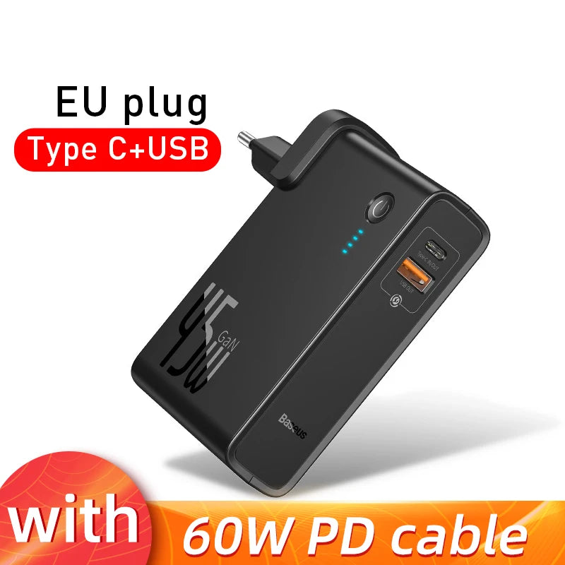 10000mAh 2-in-1 GaN Power Bank Charger — 45W PD Fast Charge