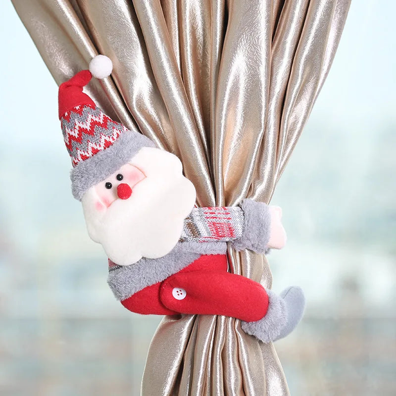 Santa Claus Elk Window Curtain for Christmas Decor