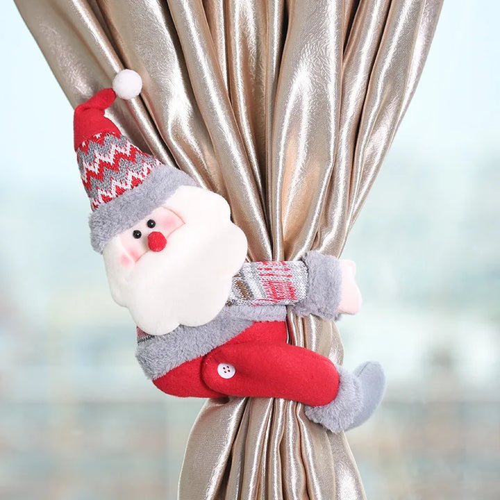 Santa Claus Elk Window Curtain for Christmas Decor
