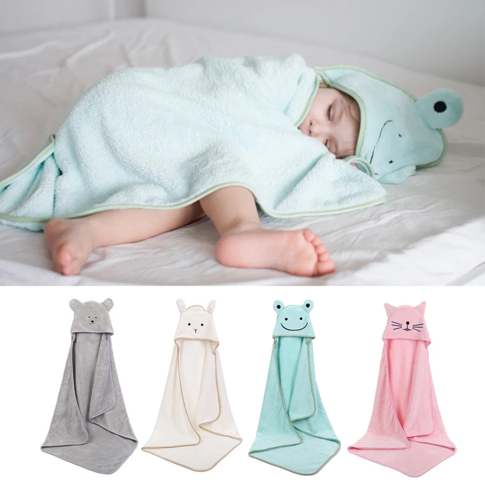 Baby Hooded Bath Towel – Soft 90cm Fleece Poncho