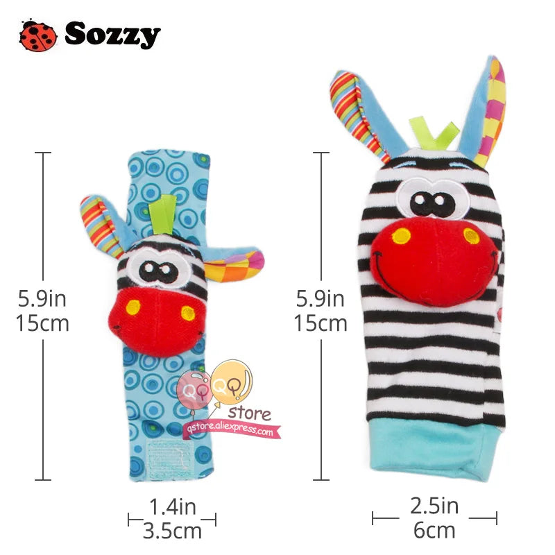 Baby Plush Rattles, 4-Piece Soft Sensory Toy Set