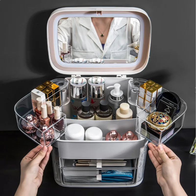 LED Makeup Mirror with Storage — Flawless Lighting & Tidy
