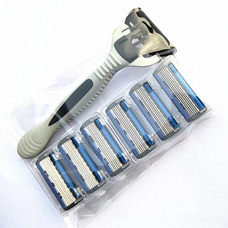 7-Piece Men's Shaving Set — Razor + 6 Blades for Smooth Shave