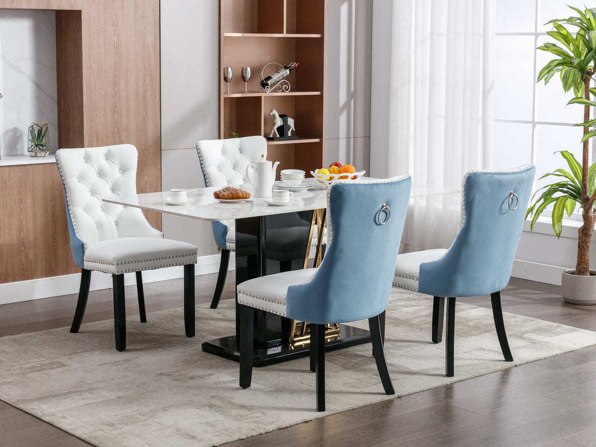Tufted Modern Dining Chairs Set of 2 with Velvet Accents