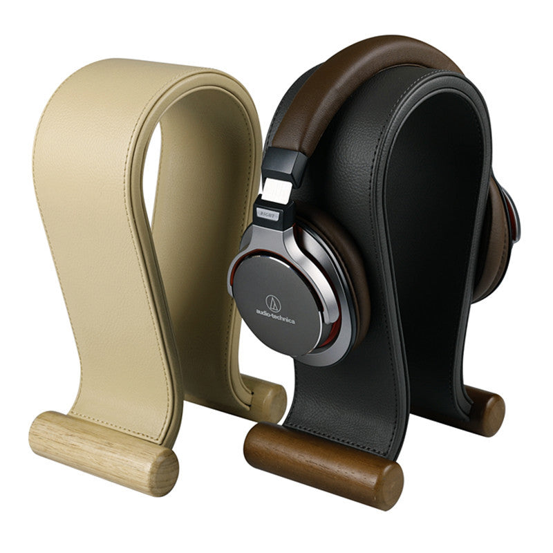 Walnut Wood Headphone Stand with Leather Cradle