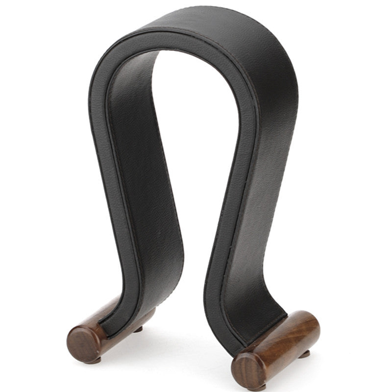 Walnut Wood Headphone Stand with Leather Cradle