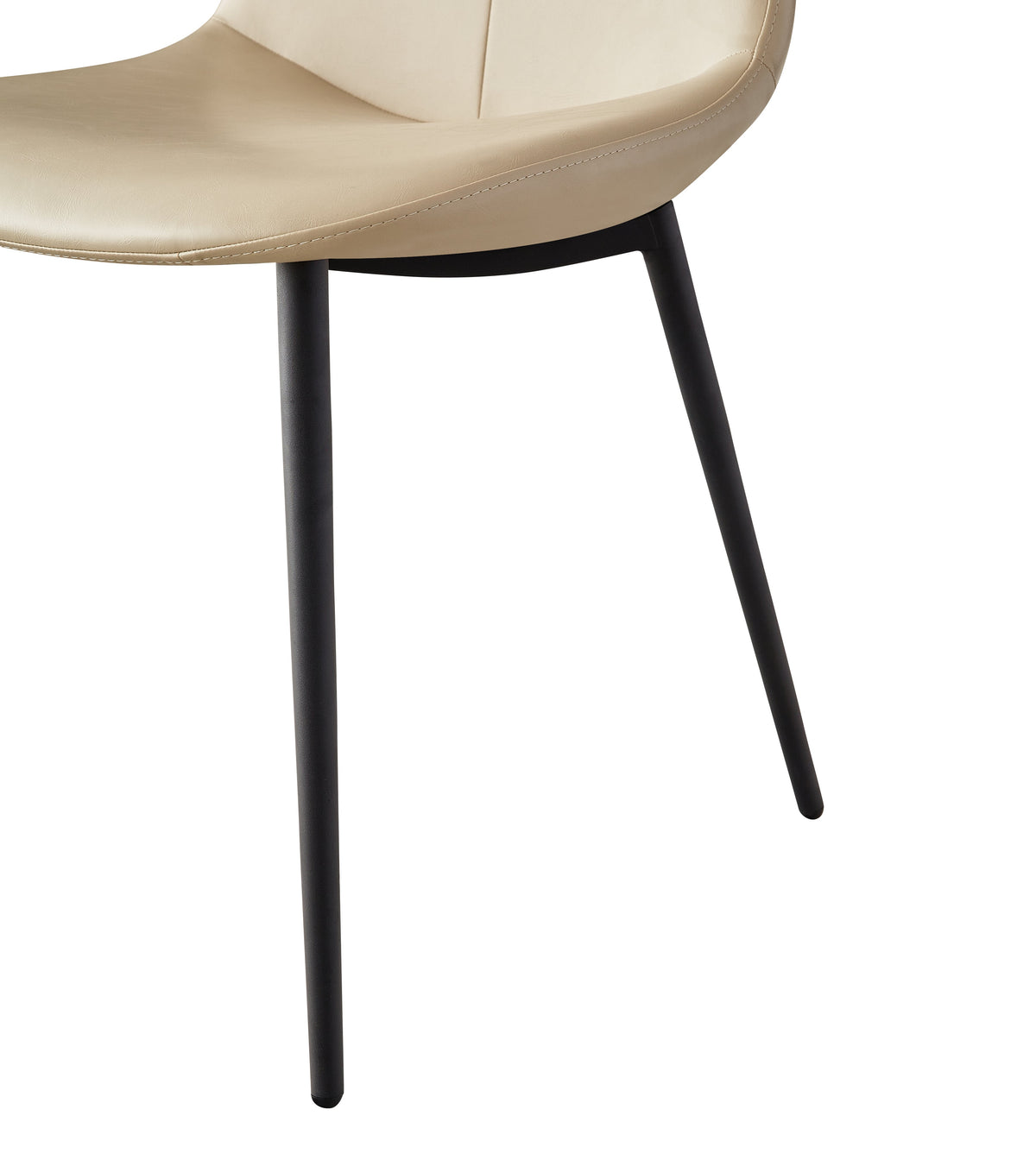 Beige PU Leather Dining Chairs with Tufted Back, Set of 2