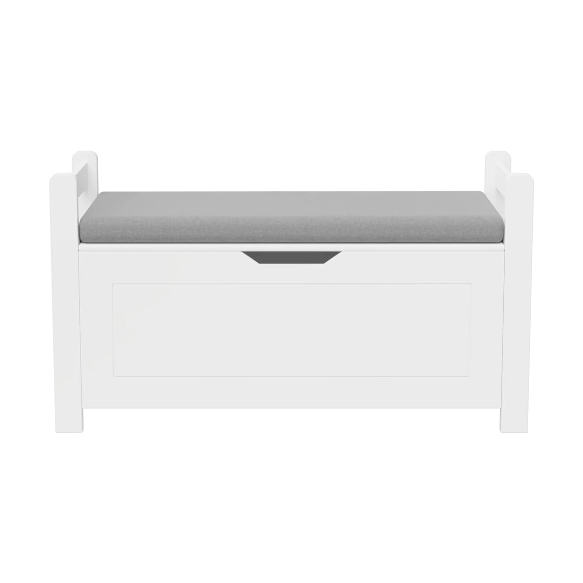 White Toy Box Bench with Cushioned Seat for Playroom
