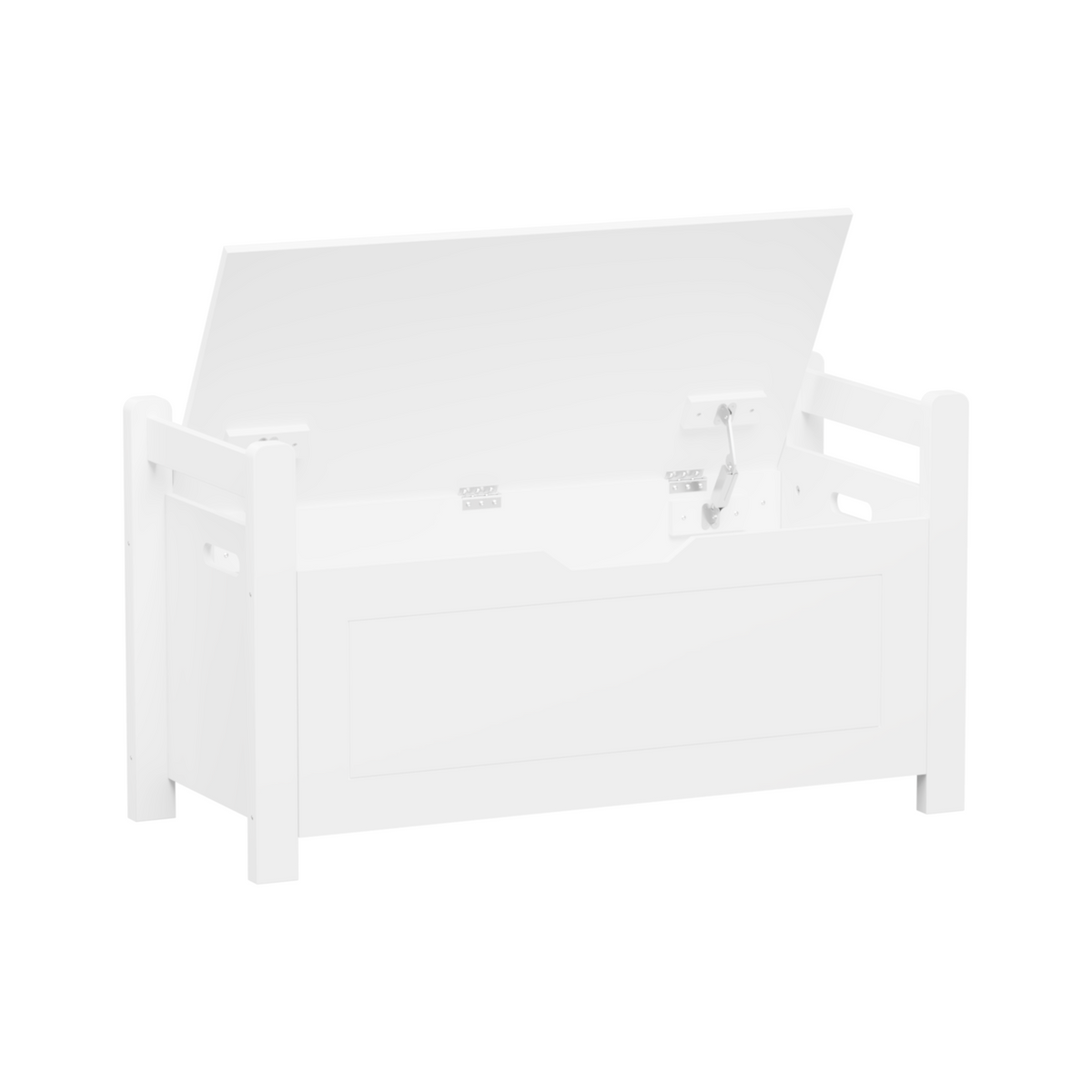 White Toy Box Bench with Cushioned Seat for Playroom