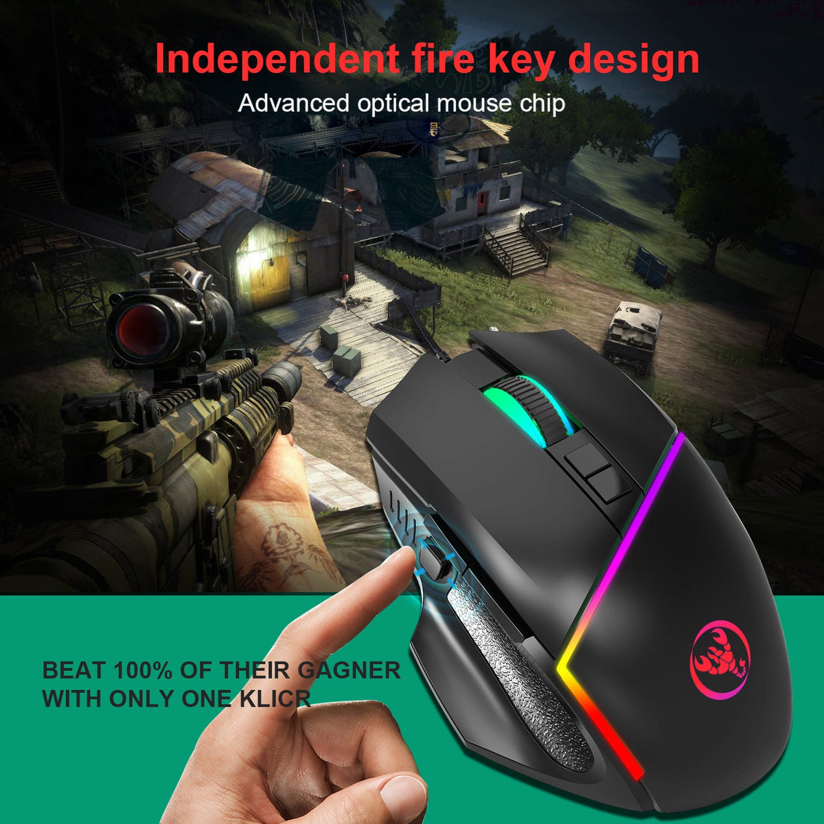 RGB Wired Gaming Mouse, 6400 DPI & Synced RGB Lights