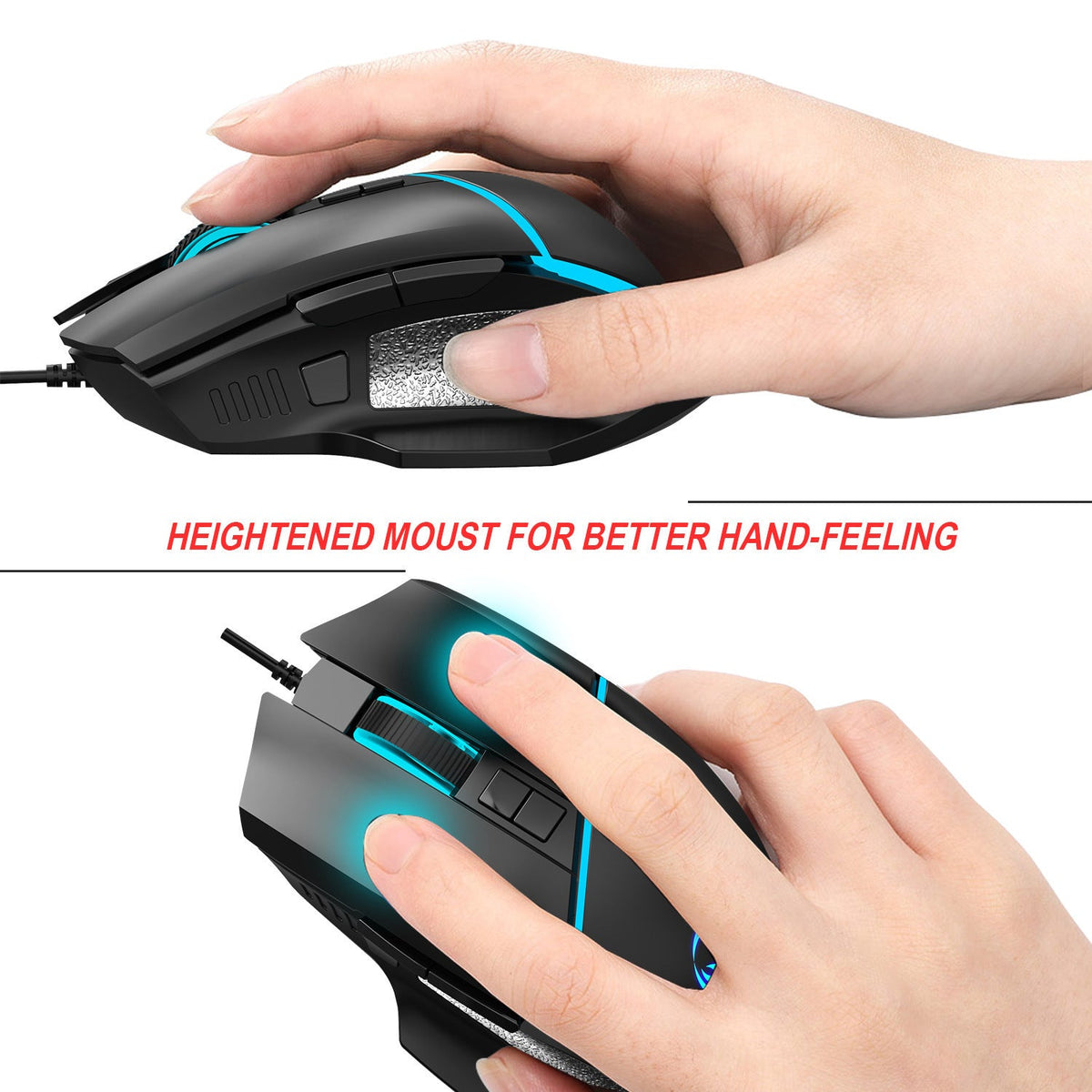 RGB Wired Gaming Mouse, 6400 DPI & Synced RGB Lights