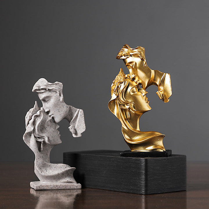 Abstract Couple Sculpture - Metallic Gold Resin Art Decor