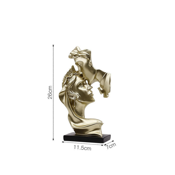 Abstract Couple Sculpture - Metallic Gold Resin Art Decor