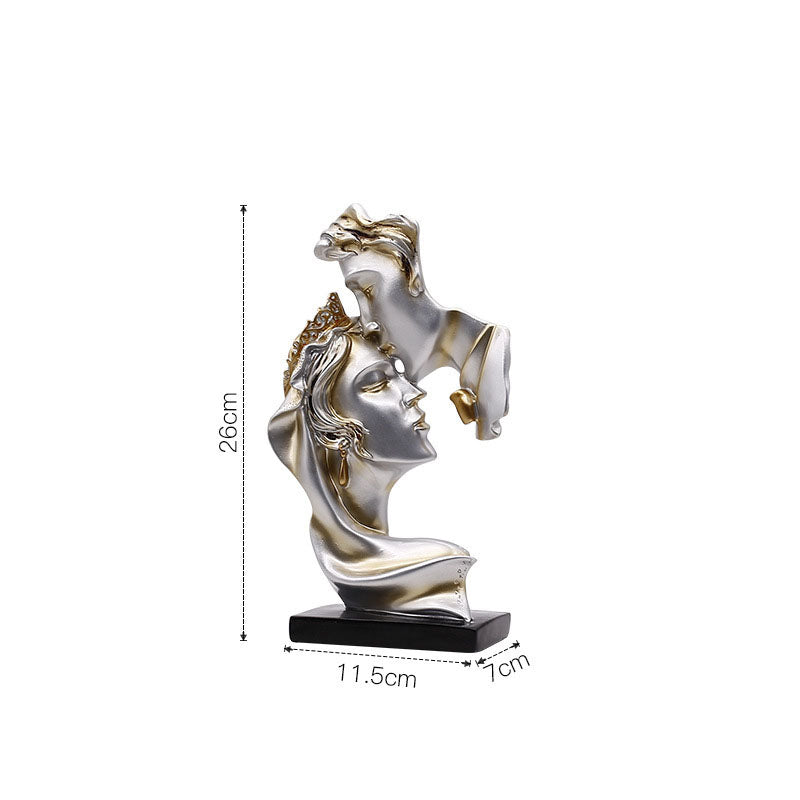 Abstract Couple Sculpture - Metallic Gold Resin Art Decor
