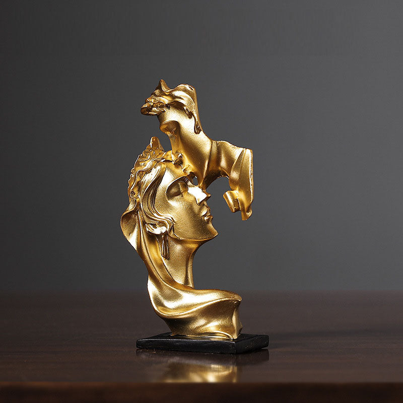 Abstract Couple Sculpture - Metallic Gold Resin Art Decor