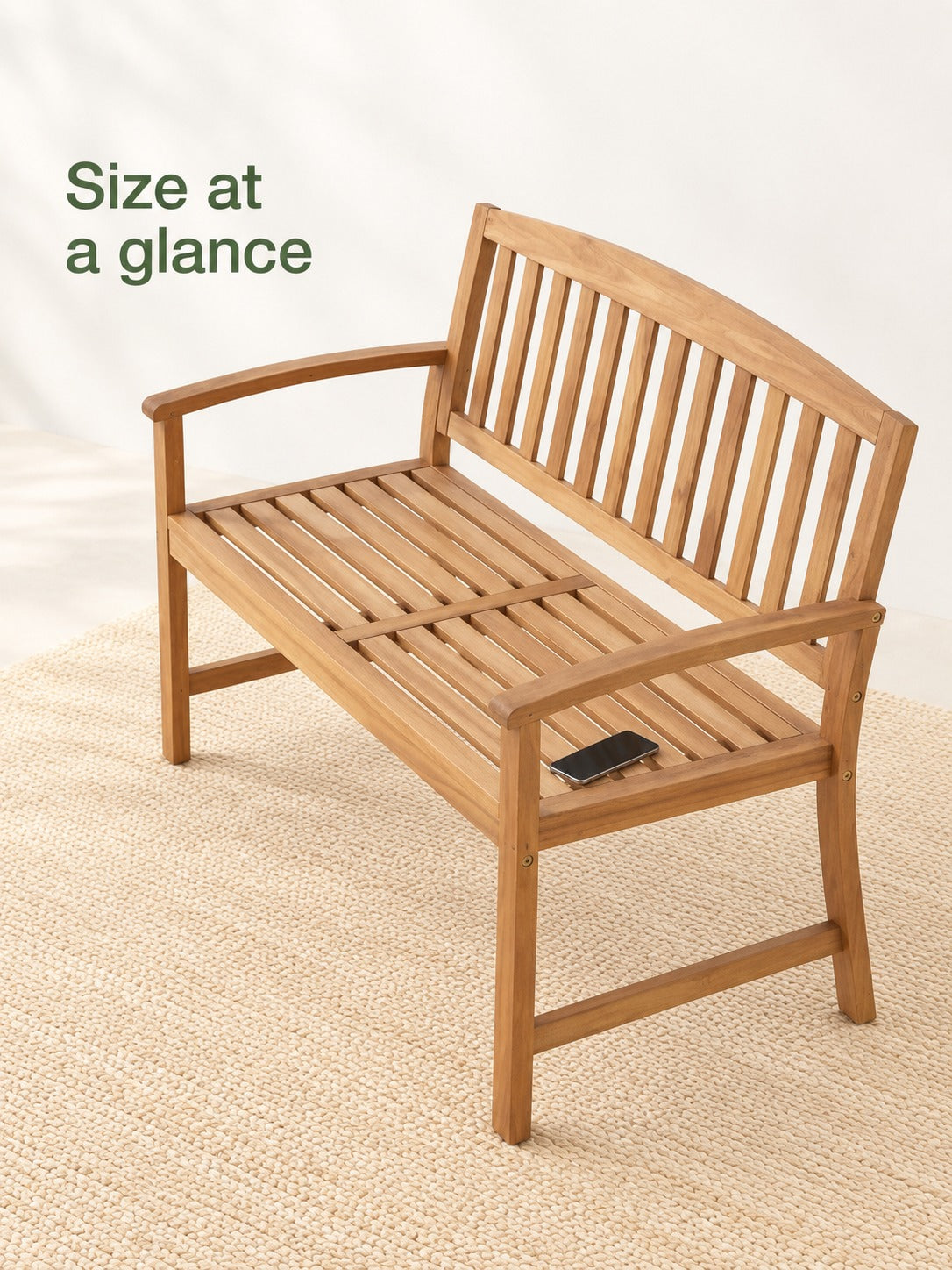 Acacia Garden Bench for Two: Natural Warm-Wood Seating