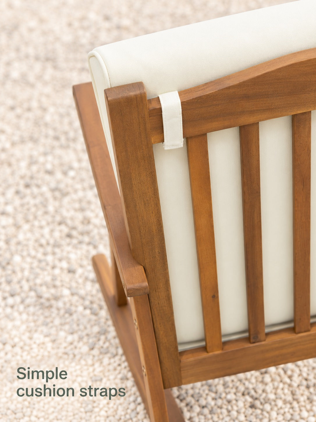 Acacia Wood Rocking Chair with Cushion for Porch & Patio