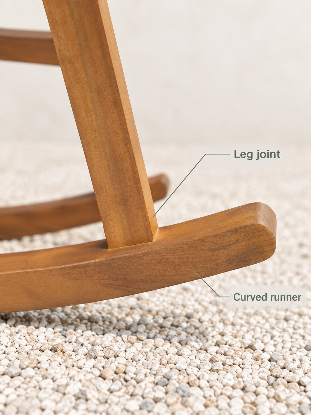 Acacia Wood Rocking Chair with Cushion for Porch & Patio
