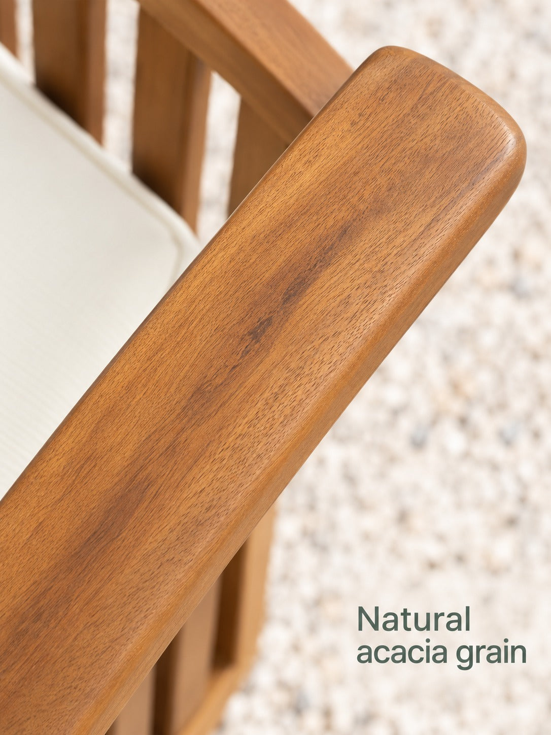Acacia Wood Rocking Chair with Cushion for Porch & Patio