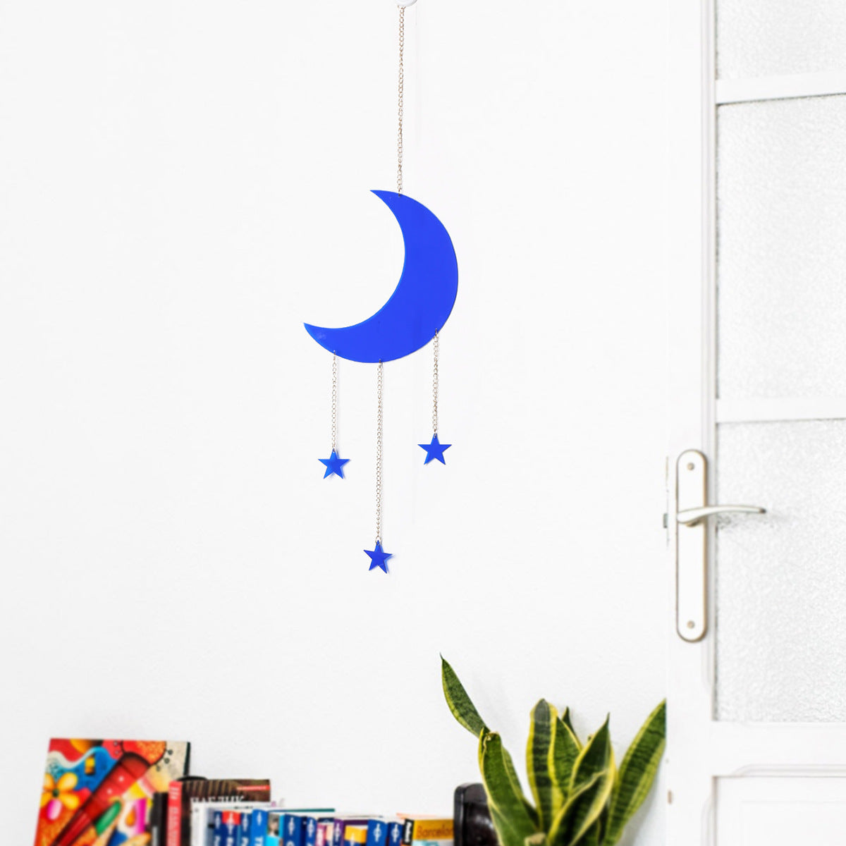 Acrylic Blue Moon Wall Hanging for Whimsical Decor
