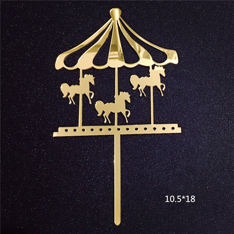 Mirror Gold Acrylic Happy Birthday Cake Topper Insert