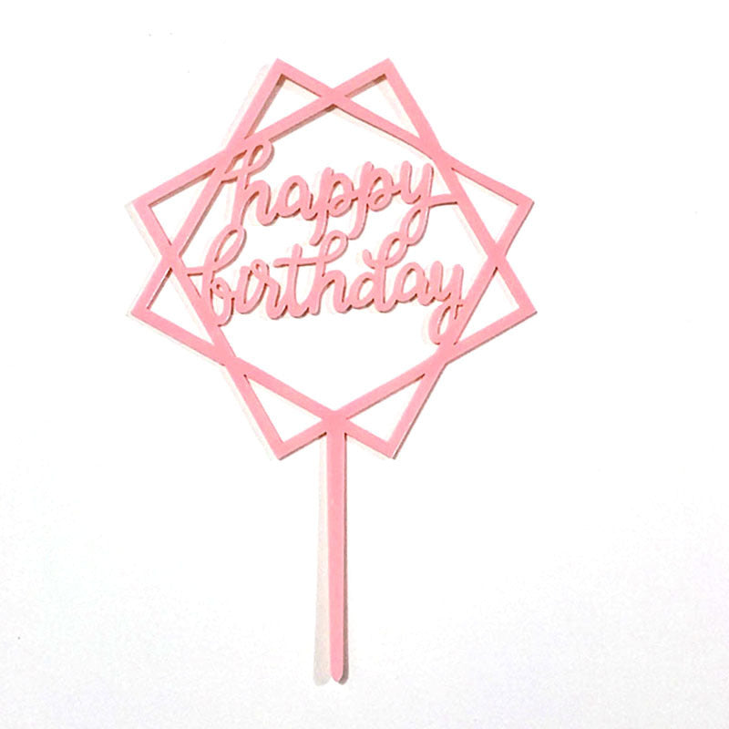 Mirror Gold Acrylic Happy Birthday Cake Topper Insert