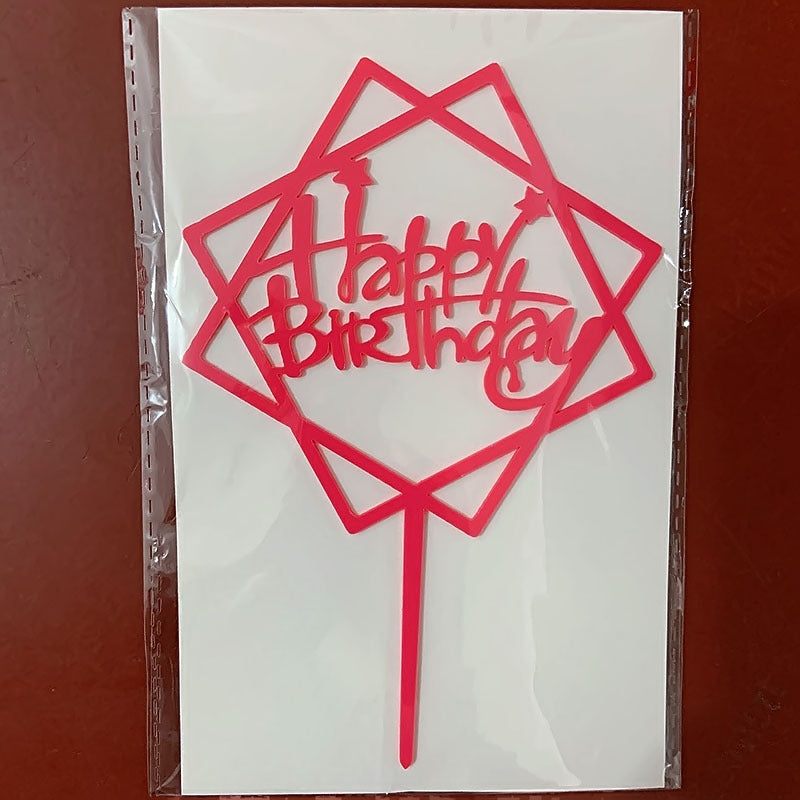 Mirror Gold Acrylic Happy Birthday Cake Topper Insert
