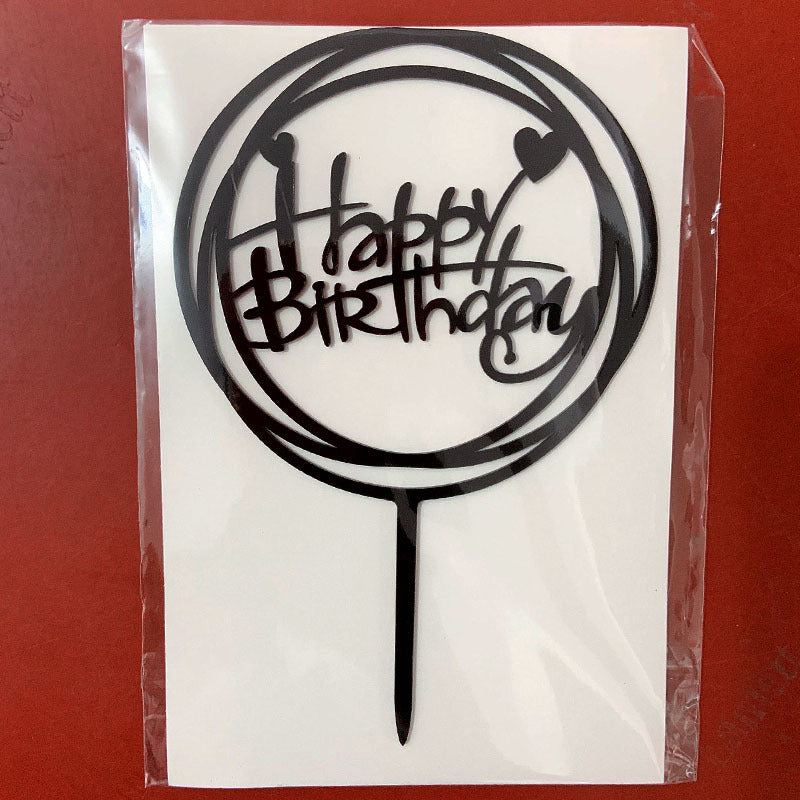 Gold Acrylic Happy Birthday Cake Topper Mirror Finish