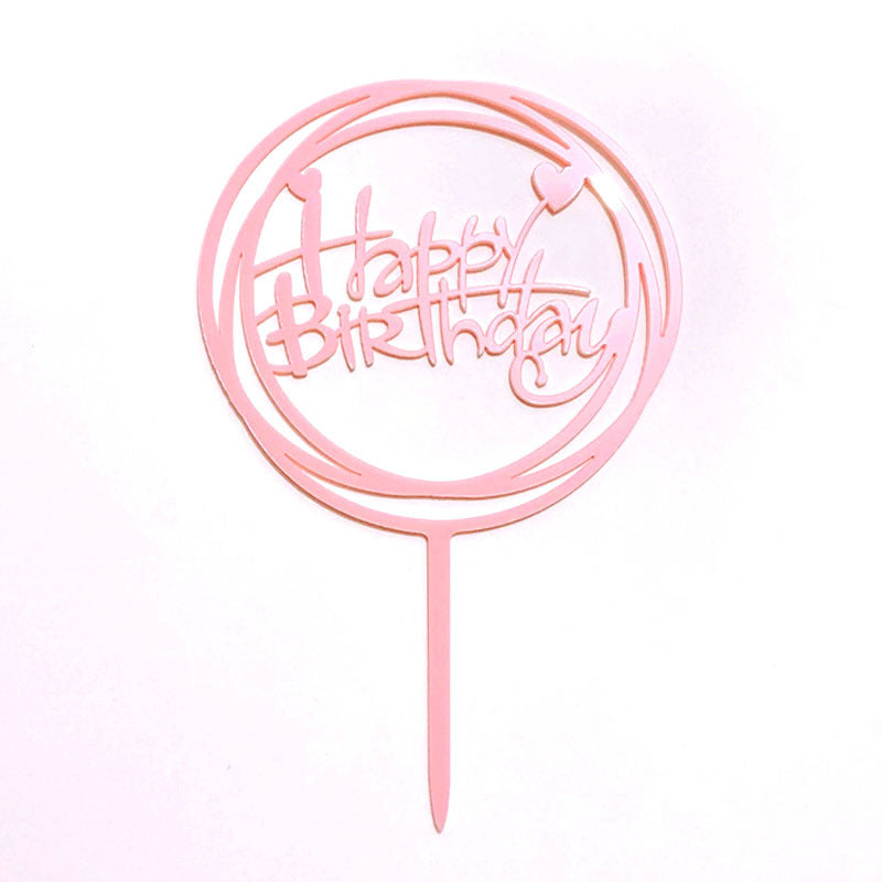 Mirror Gold Acrylic Happy Birthday Cake Topper Insert